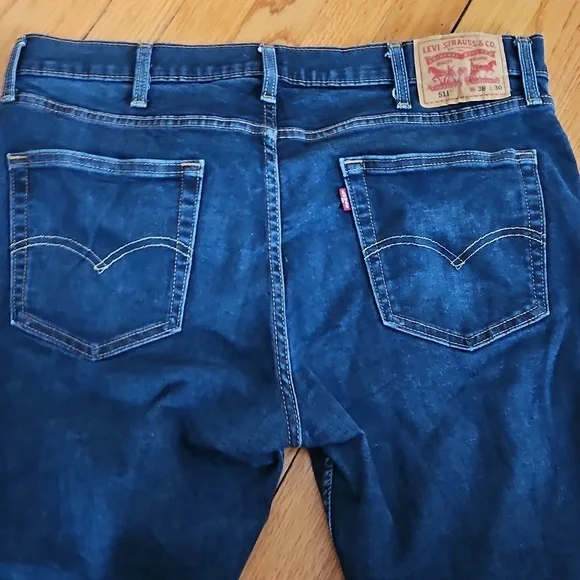 Levi's 511 38x30 Straight Leg Jeans, Dark Blue Wash Denim - Picture 7 of 10